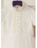 Ivory Cotton Tulle Short Sleeves Flower Girl Dress